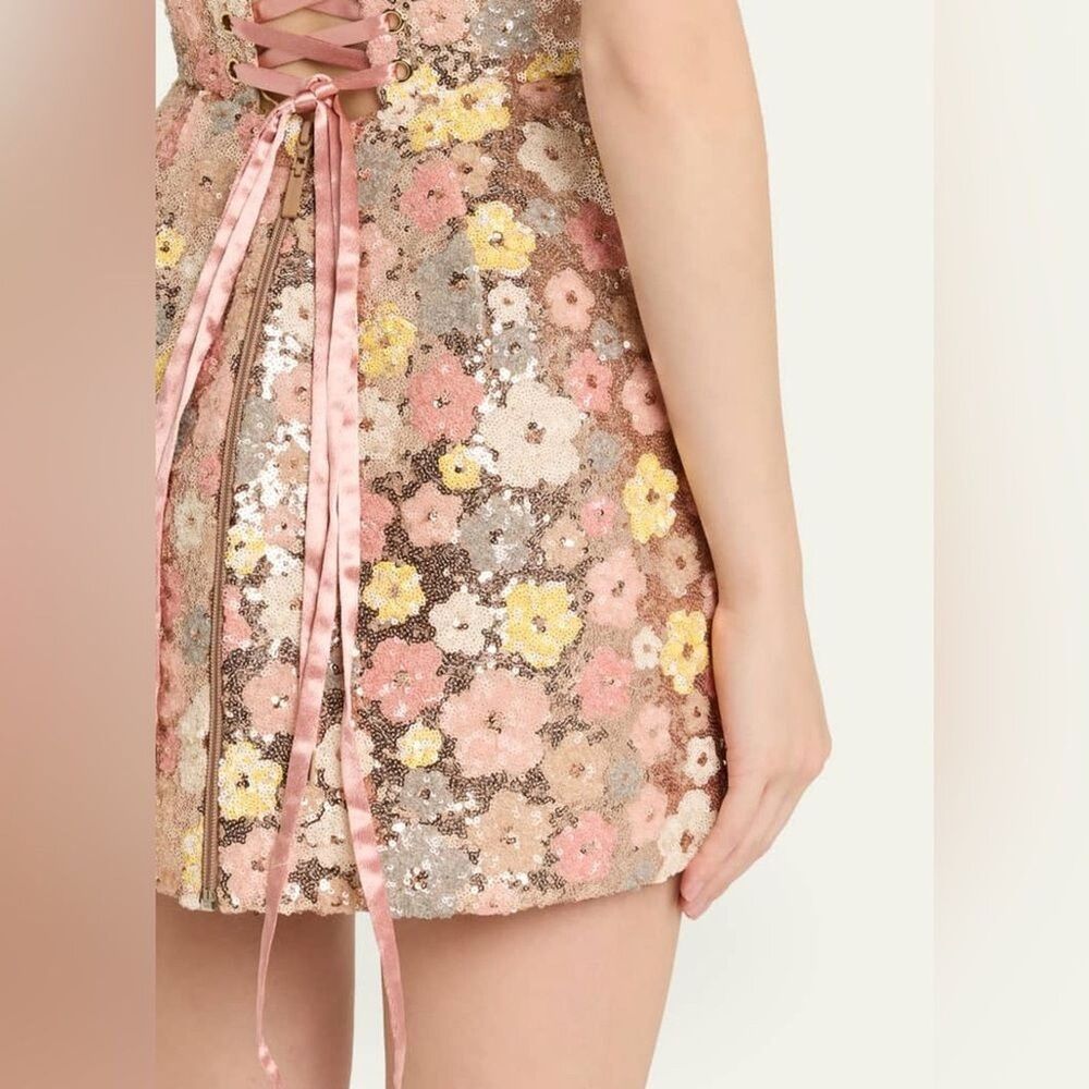 NWOT BRONX AND BANCO Maraya Strapless Floral Sequin Fit & Flare Mini Dress, M - Picture 5 of 16
